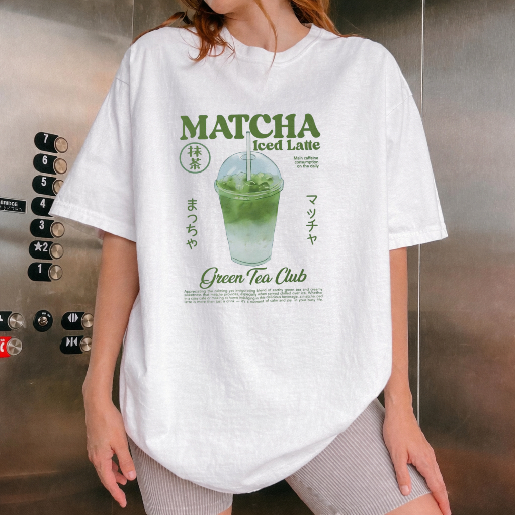 Áo Thun Matcha Iced Latte - MATCHA Lover, Unisex Form Rộng Cotton Mềm