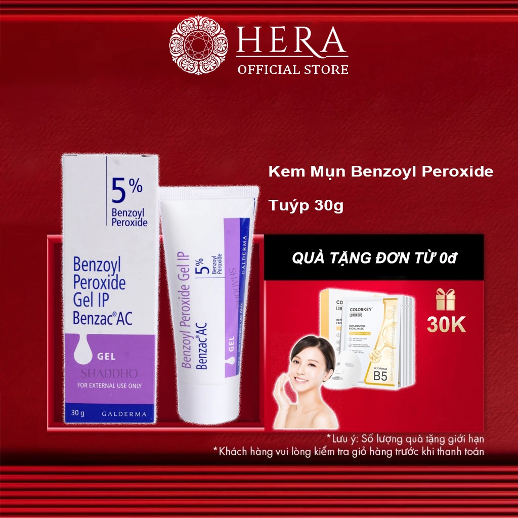 Gel Giảm Mụn Và Thâm Benzac AC | Benzoyl Peroxide 2.5% - 5% Galderma 30gram