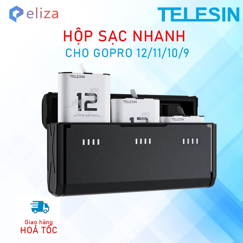 Hộp sạc nhanh 3 viên cho Gopro 12/11/10/9 - Telesin GP-HPK-011