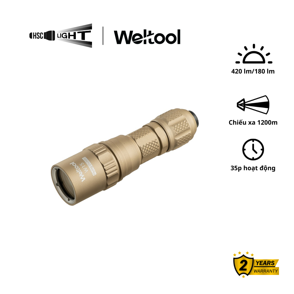 Weltool W15 LEP Flashlight 18350 – Đèn LEP chiếu xa 1200m 420lm 356000cd