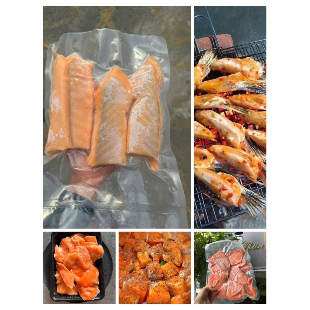 VÂY, ỨC , LƯỜN , VỤN CÁ HỒI . khay 500g. (giao hỏa tốc)