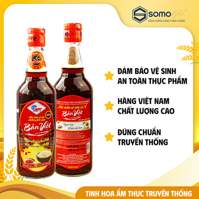 Nước Mắm Cá Cơm Bản Việt APT - Chai Thủy Tinh 500ml - Nước Mắm Phú Quốc Nguyên Chất Truyền Thống, Gia Vị Nấu Ăn Ngon