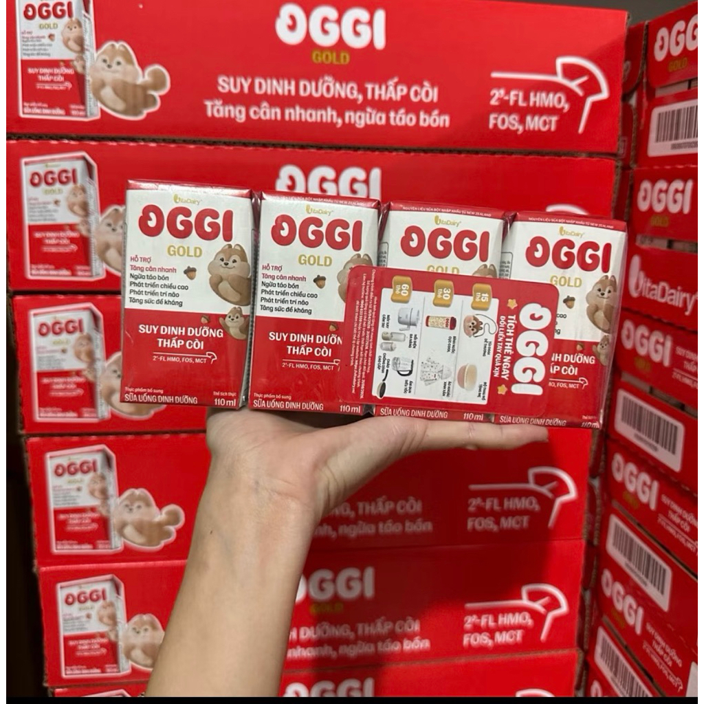 Thùng Sữa bột pha sẵn Oggi Gold hộp 110ml vs 180ml