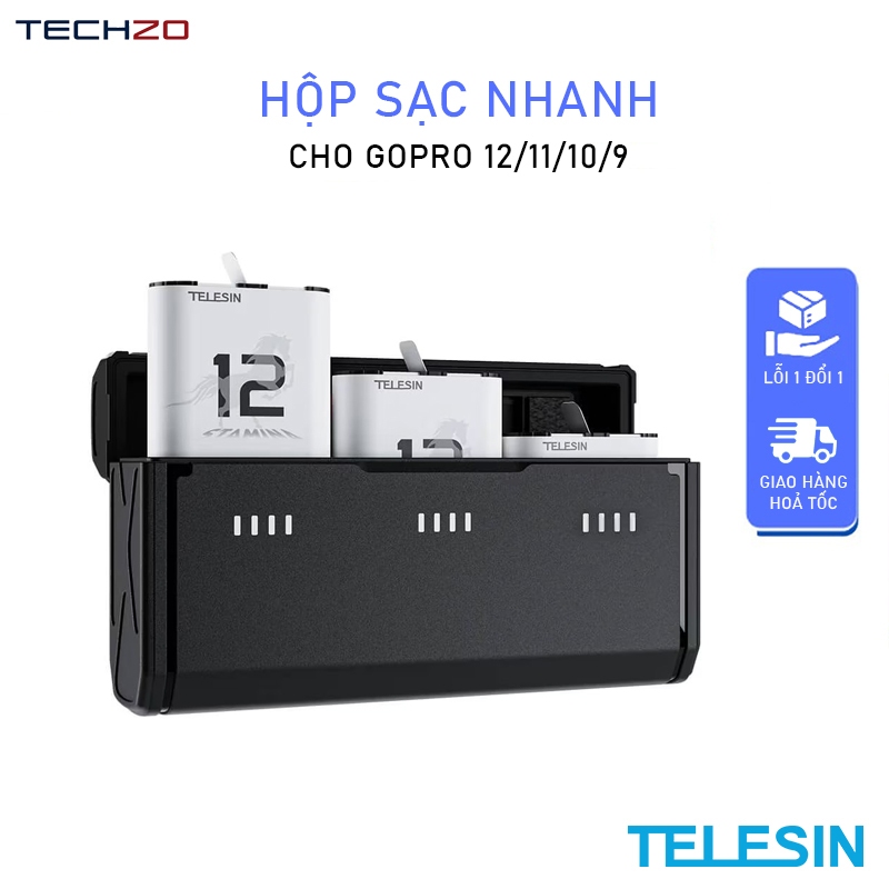 Hộp sạc nhanh 3 viên cho Gopro 12/11/10/9 - Telesin GP-HPK-011