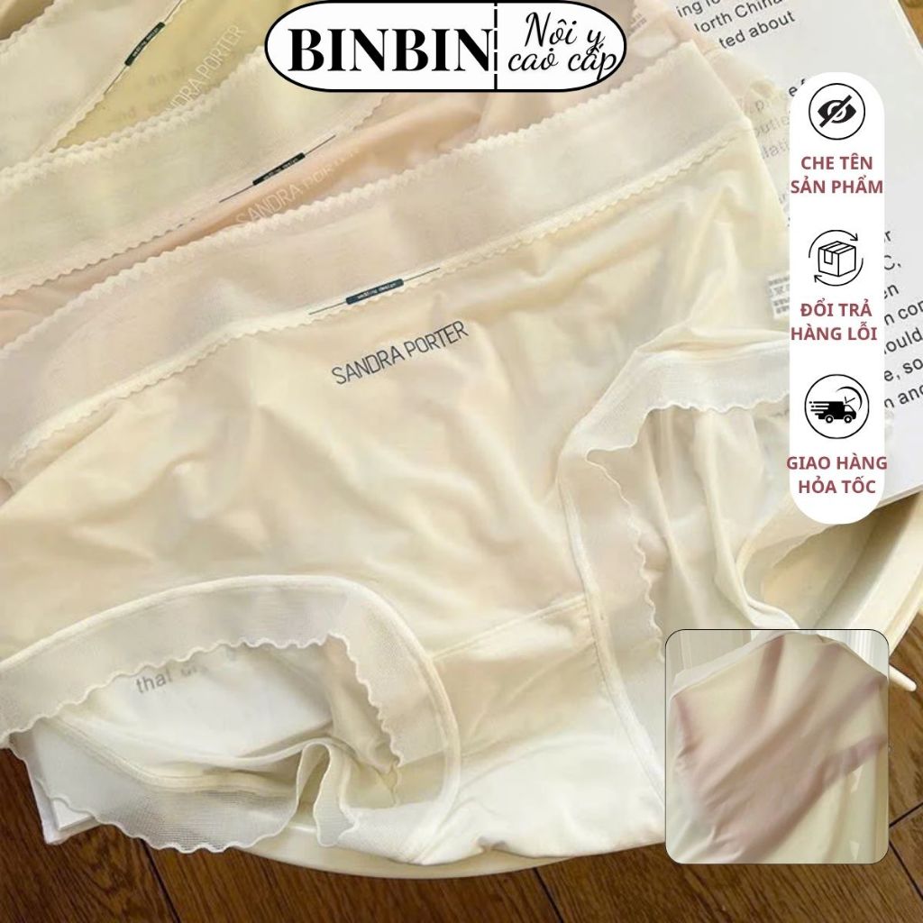 Combo 10 Quần Lót Nữ Su Lụa - Quần Chip Cạp Cao Không Đường May Viền Ren Mềm Mại 0574