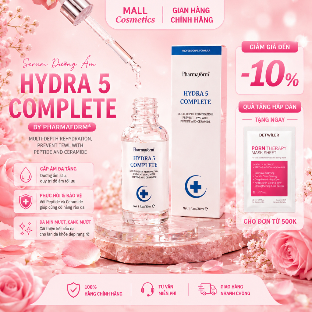 Serum cấp ẩm và phục hồi da Pharmaform Hydra 5 Complete Serum
