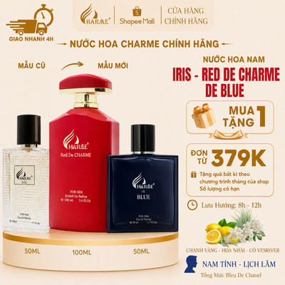 [Quà tặng bạn trai] Nước Hoa Nam CHARME IRIS 50ML - DE BLUE 50ML - RED DE CHARME 100ML, nam tính