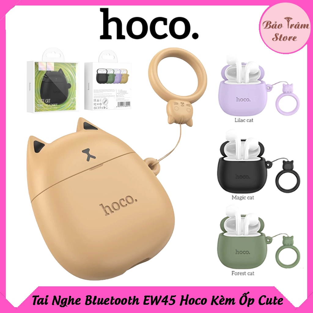 Tai Nghe Bluetooth Hoco EW45 [KÈM ỐP MÈO], Bluetooth V5.3, Tích Hợp Mic Đàm Thoại, Nghe Nhạc Sử Dụng