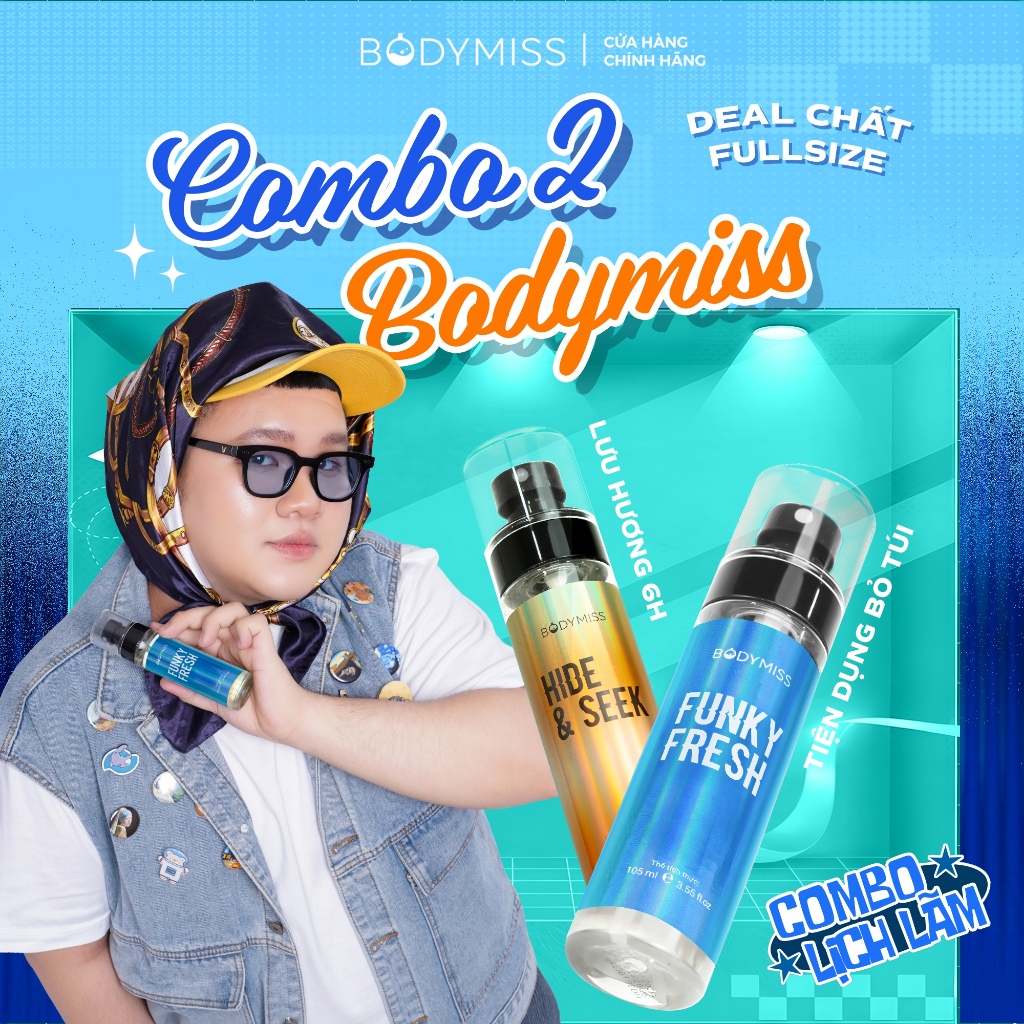[COMBO NAM ĐI HỌC] Combo 2 Xịt Thơm Lịch Lãm  Nam Funky Fresh & Hide Seek Tươi Mát BODYMISS