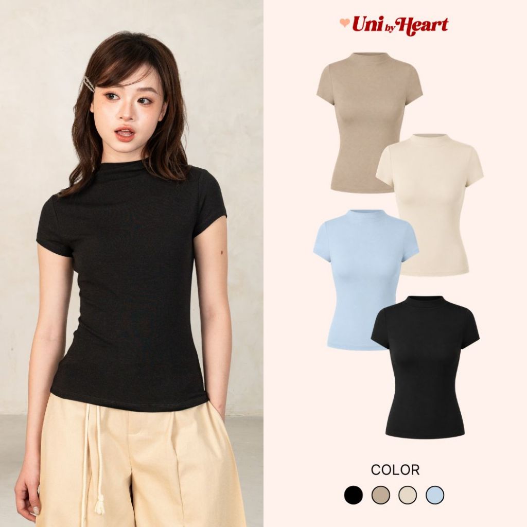 Áo ôm body ngắn tay nữ Yuri Top CT001 dáng ôm, chất liệu thun co giãn, hiện đại - Uni By Heart