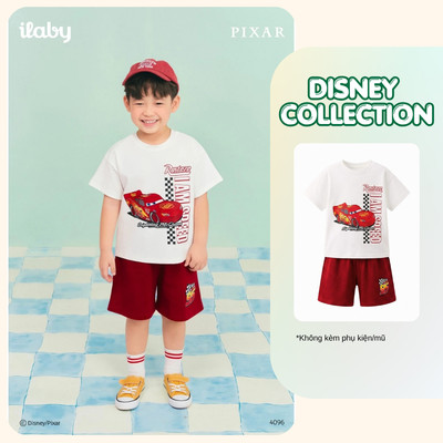 [ILABY 10-40kg] Bộ quần áo bé trai in hình ô tô Mc Queen, set đồ thun cotton co giãn cho bé [4096]