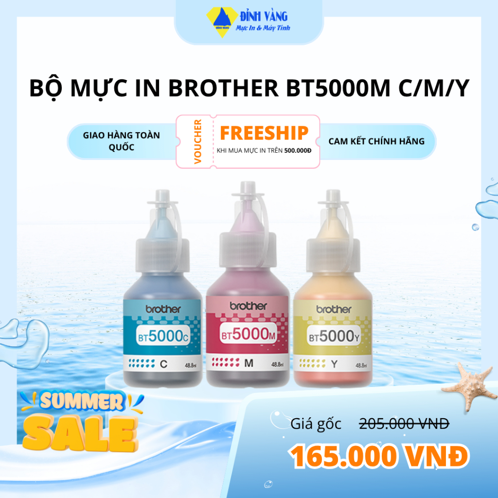 Bộ mực in phun Brother BT5000 C/ M/ Y | Mực máy in DCP T310, DCP T710W, DCP T510W, MFC T810W/ T220/ 