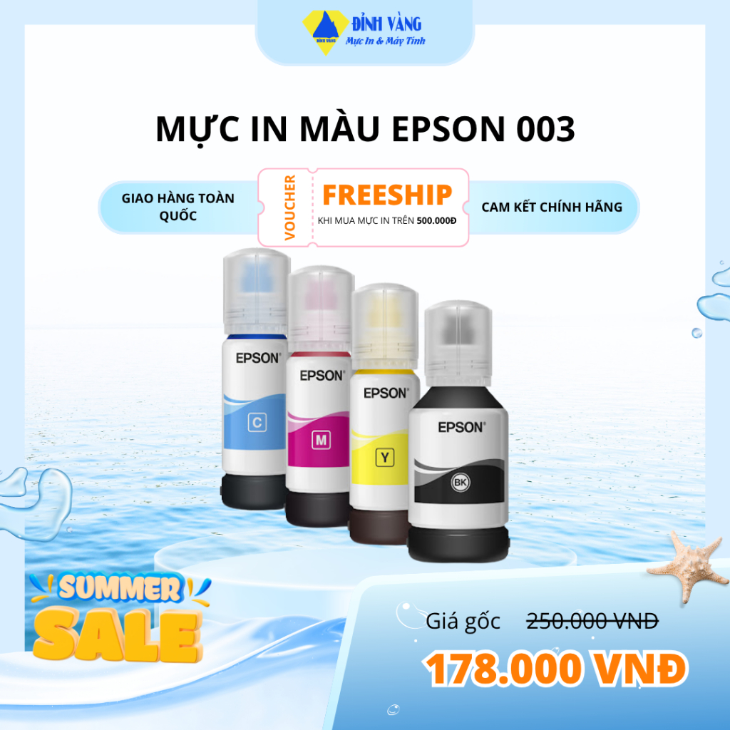 Mực In màu EPSON 003 Chính hãng (Mực máy in Epson L1110, L1210, L3210, L3250, L5290)