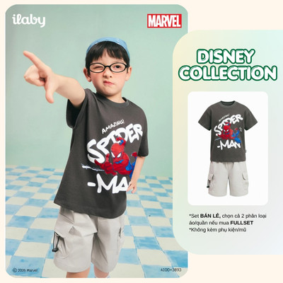 [ILABY 20-40kg] Mix set bộ quần áo bé trai in hình người nhện chất liệu thun cotton co giãn thoáng mát [4100+3893]
