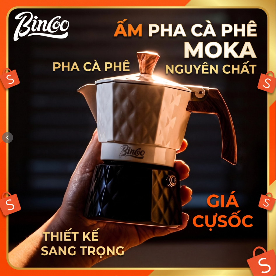 Bình Moka hai van tăng áp Ấm pha cà phê MOKA bằng nhôm MOKA POT