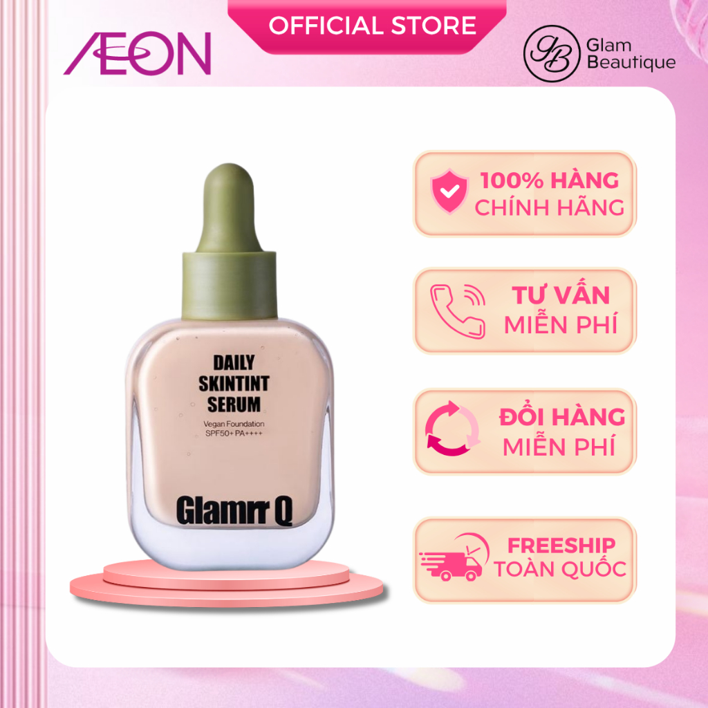 Kem Nền Tự Nhiên Thuần Chay Glamrr Q Daily Skintint Serum Vegan 30ml (#01 / #02) - Glam Beautique
