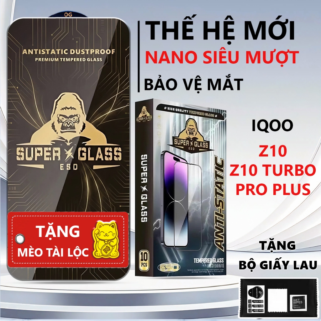 Kính cường lực cao cấp IQoo Z10 Turbo/ Z10X/ Z10 Turbo Plus cảm ứng mượt mà, full màn-Pancase