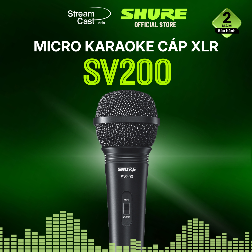 Micro Shure SV200 - Thu âm giọng hát, karaoke -  Định hướng Cardioid - Cáp XLR đi kèm - Có công tắc 