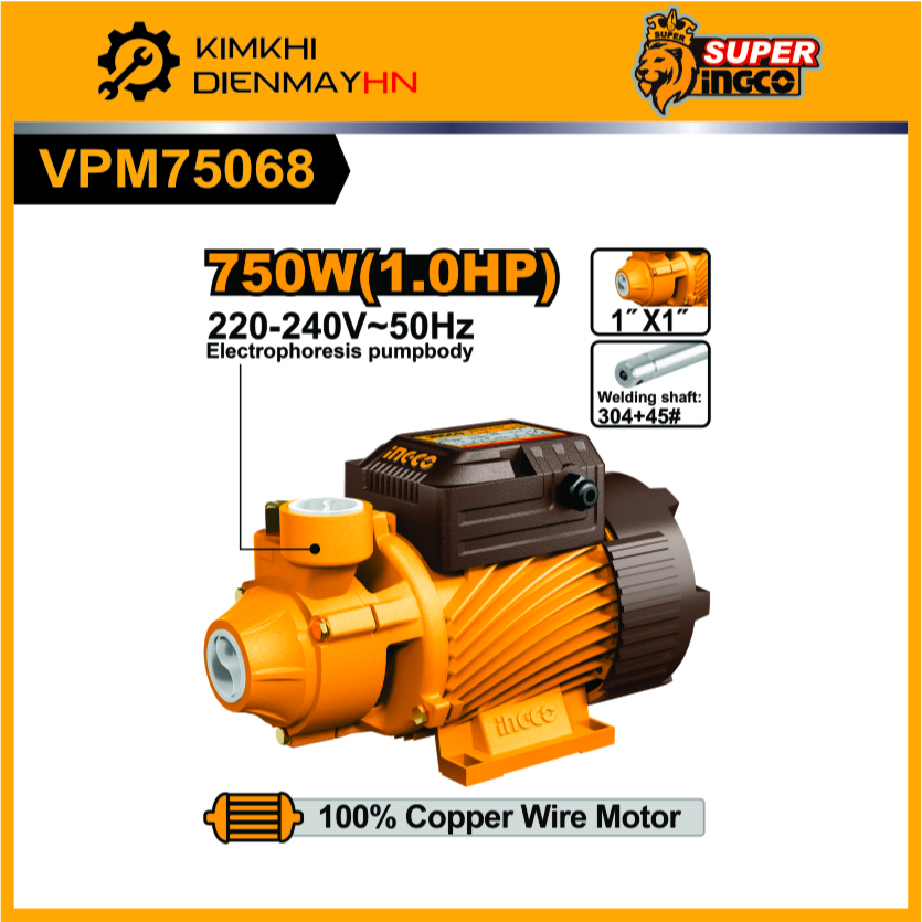 Máy bơm nước 750W (1HP) Ingco VPM75068, VPM7508, CPM7508, JP07508