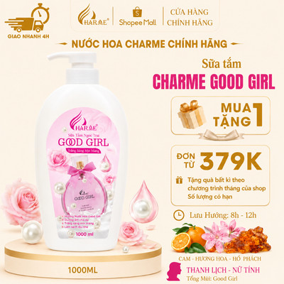Sữa tắm nước hoa Charme Good Girl 1000ml, sữa tắm dưỡng ẩm, sáng da, hương nước hoa Pháp