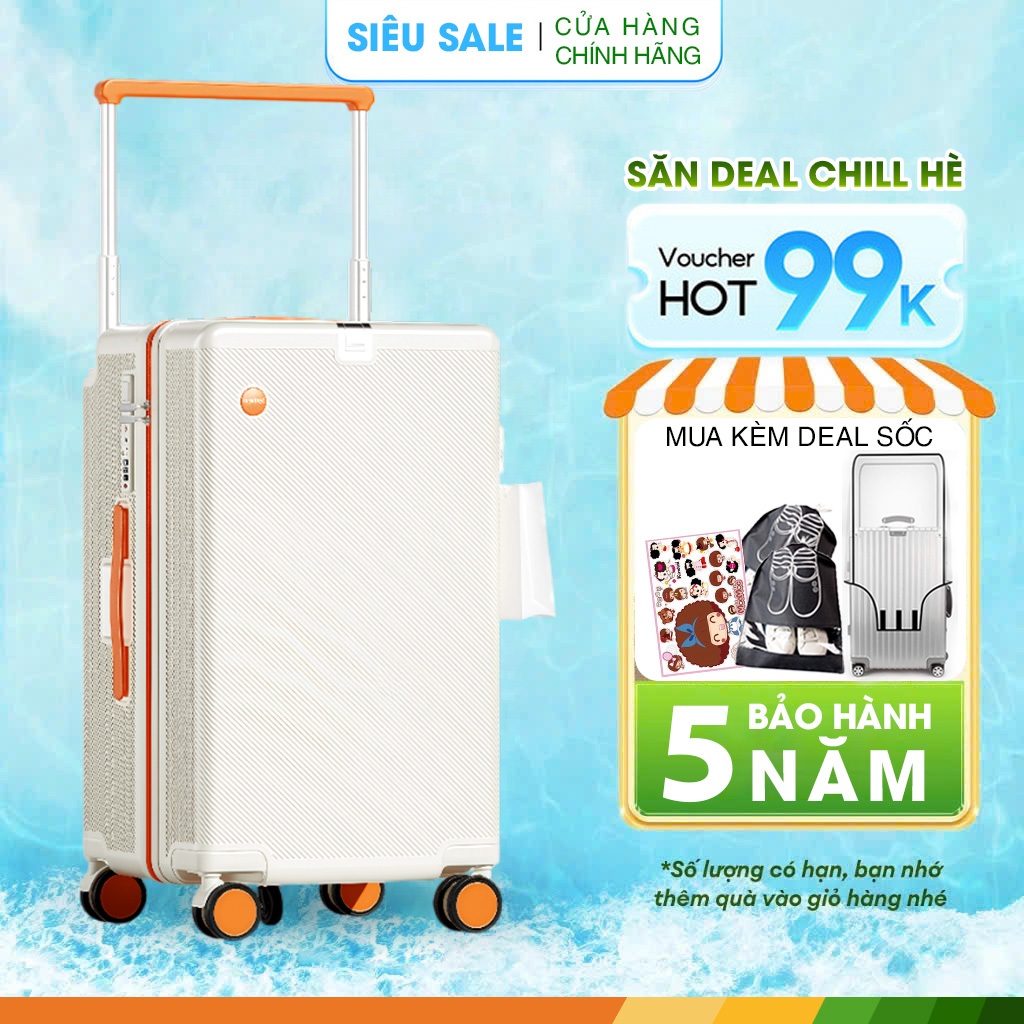 Vali Kéo du Lịch vali Cao Cấp Size 20/26inch Nhựa Abs+PC Bảo Hành 5 Năm