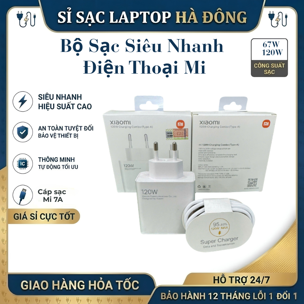 Bộ Sạc Siêu Nhanh 67W / 120W Sạc Điện Thoại Mi Super Charger Siêu Nhanh - Sạc Báo MAX Vàng