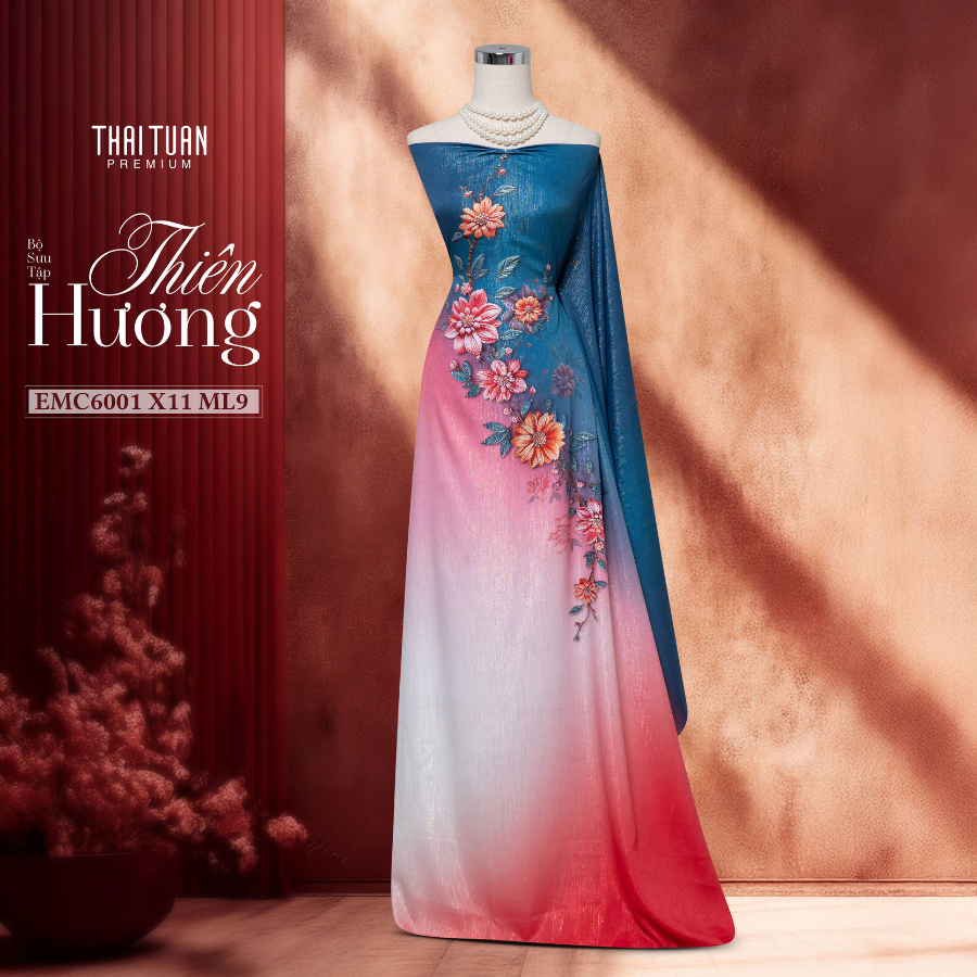 Thái Tuấn Premium - Vải Áo Dài Kim Tuyến Đính Đá Cao Cấp 1m5x2m3 EMC6001X11ML9 - Thái Tuấn Fashion