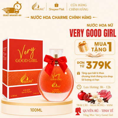 [Tặng chai 10ml] Nước hoa Nữ Charme Very Good Girl 100ml quyến rũ hiện đại xịt có nhũ kim tuyến