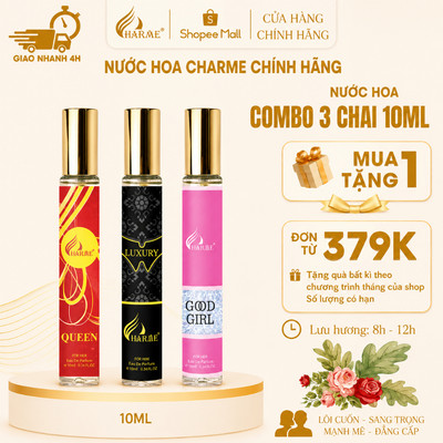 Combo 3 chai 10ml nước hoa Charme Chính Hãng Lưu Hương Lâu, Quà tặng người yêu, bạn trai bạn gái