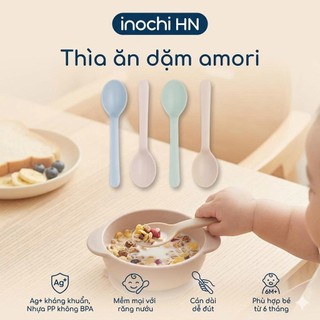 INOCHI N1 Thìa ăn dặm cho trẻ nhỏ tự ăn loại dài Amori, nhựa nguyên sinh an toàn cho bé