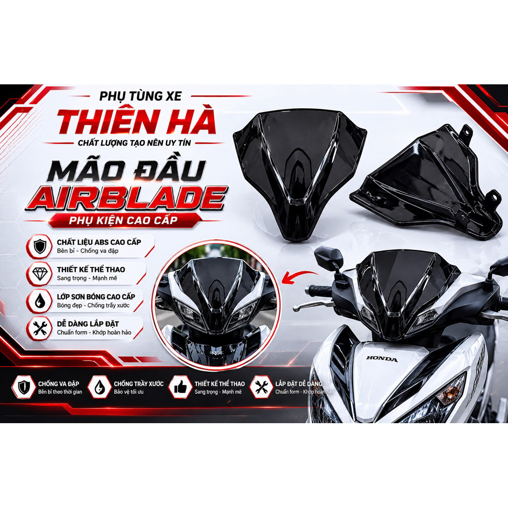Mão Ốp Đầu Đen Khói Thay Thế AB125 2020-2022, mão kiểu AB 160
