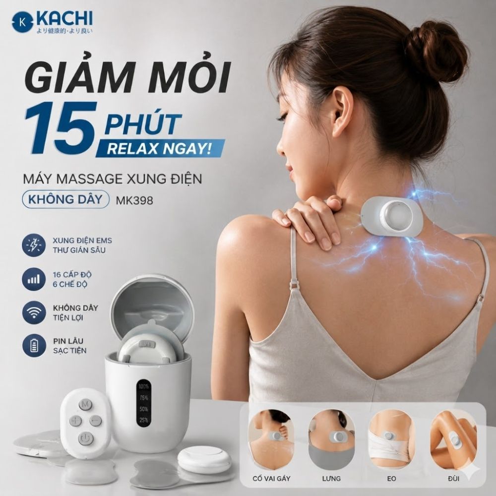 Máy châm cứu dạng Miếng Dán Massage không dây Kachi MK398