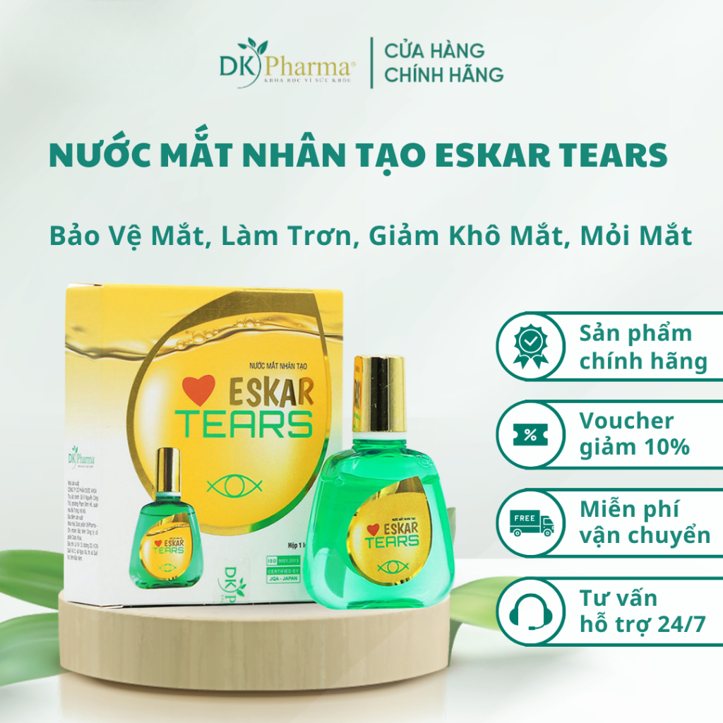 Nước Mắt Nhân Tạo Eskar Tears 15ml Bảo Vệ Mắt, Làm Trơn, Giảm Khô Mắt, Mỏi Mắt, Kích Ứng-DK Pharma
