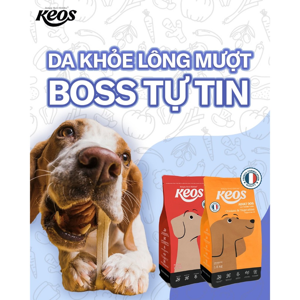 (Petto House) Hạt khô thức ăn cho chó trưởng thành vị bò và rau củ Keos adult dog beef with vegetabl