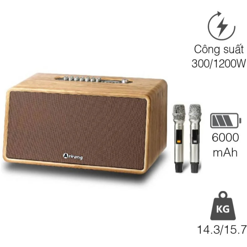 Loa Arirang MB2iw, Bass 20cm, Công suất 300W, Pin LiFePo4, Bluetooth 5.0, Livestream