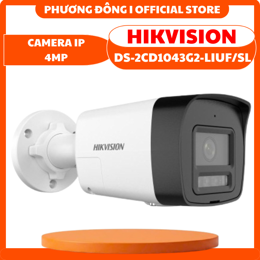CAMERA IP THÂN NGOÀI TRỜI HIKVISION DS-2CD1043G2-LIUF/SL 4MP - ĐÀM THOẠI HAI CHIỀU, MÀU BAN ĐÊM, CẢN