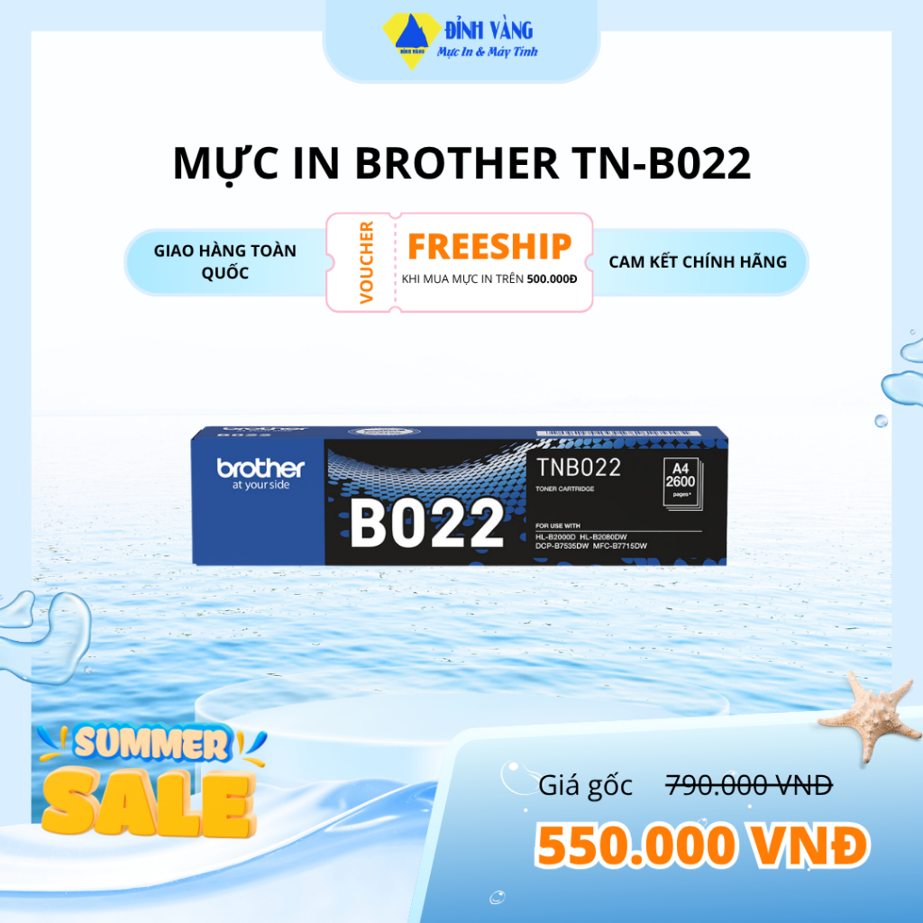 Mực in Brother TN-B022 | Dùng cho máy in HL-B2080DW , B2000D , B7715DW , DCP-B7535DW