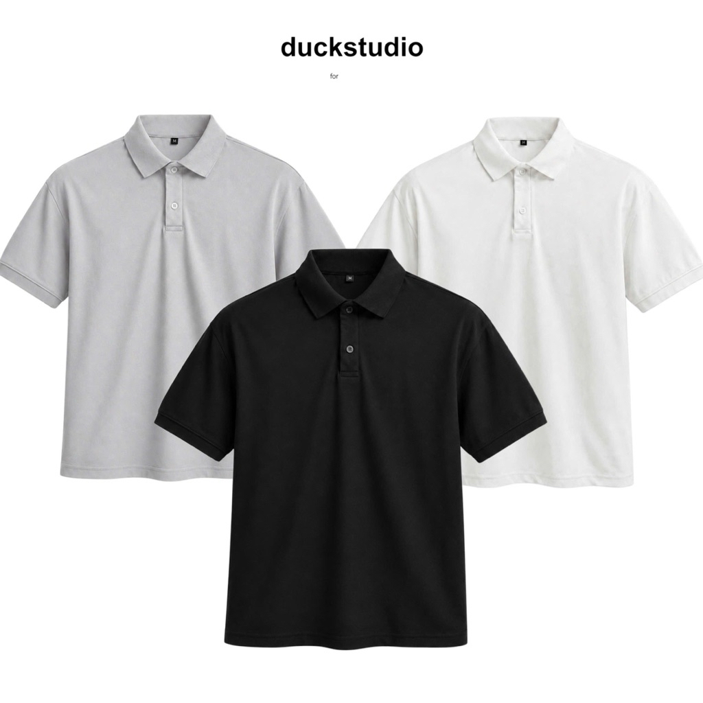 (DUCK STUDIO) ÁO POLO TRƠN 3 MÀU UNISEX NAM NỮ