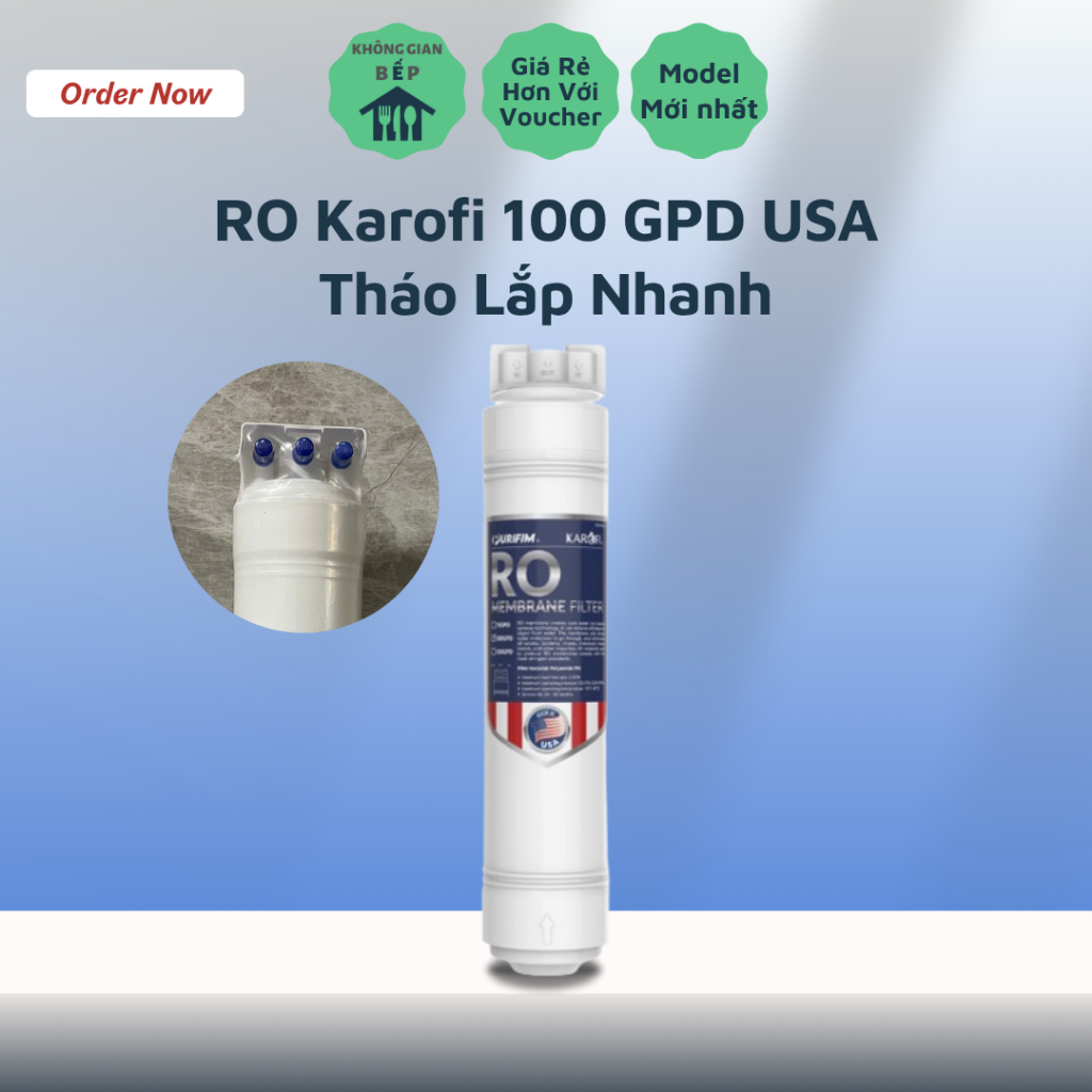 Màng RO Karofi 100 GPD Thay Nhanh Model KAQ-L22 M22 U50K U98 PRO US08 KAD-M82 L85 M85 KAE-S66 S68...