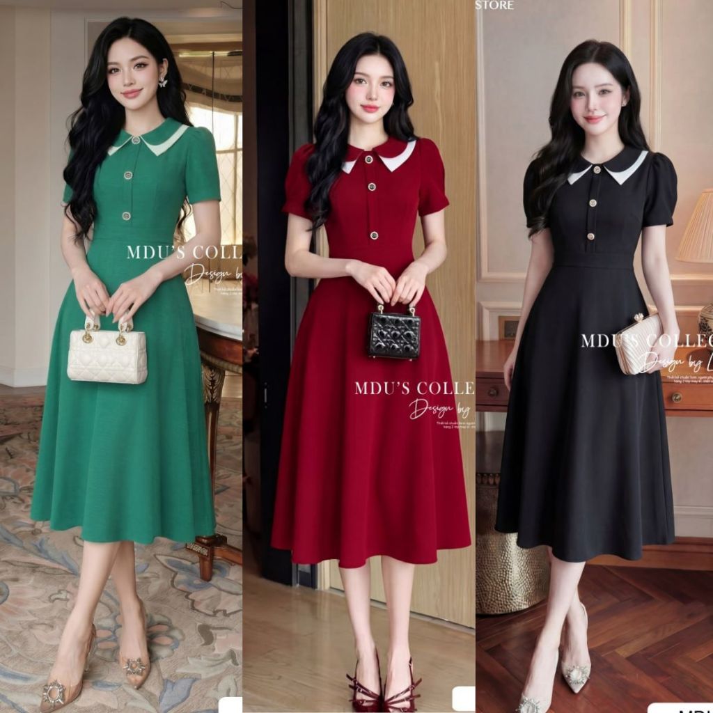 Váy Thiết Kế BST MDU3919 Xước Thái Ép Mùng Cao Cấp Lót Lụa Habutai Thanh Lịch Dịu Dàng