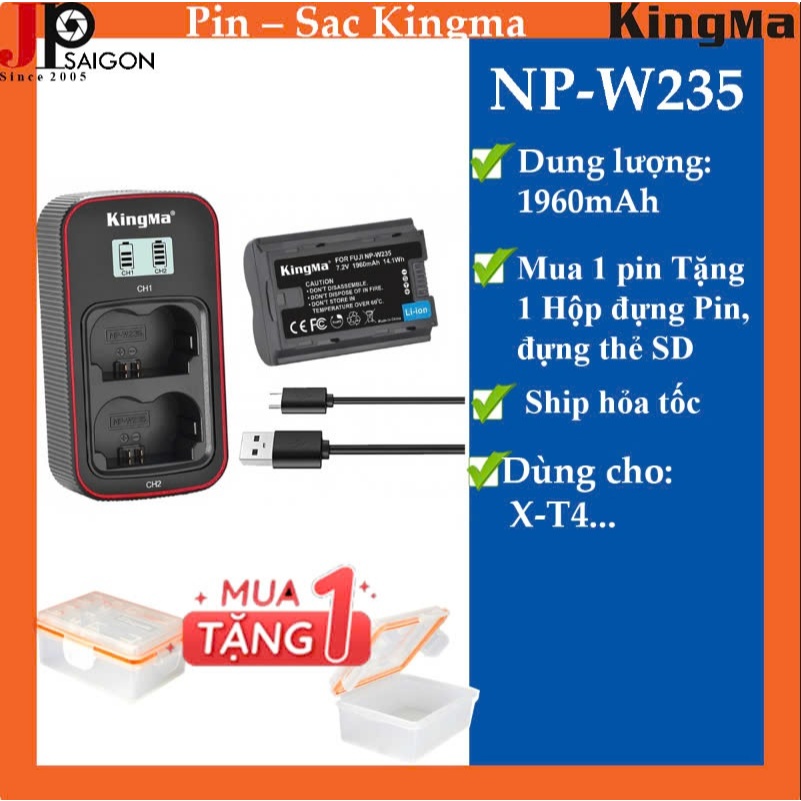 BỘ 1 PIN 1 SẠC ĐÔI VER 3 KINGMA CHO FUJIFILM NP-W235