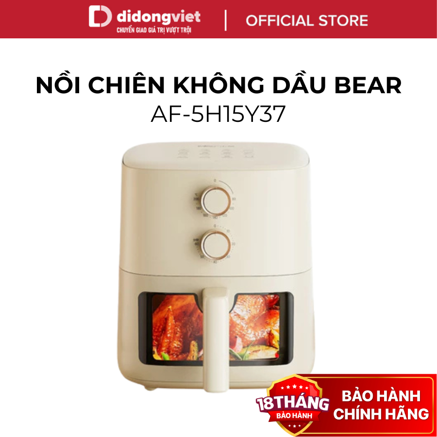 Nồi Chiên Không Dầu 5L Bear QZG-H15U8 (AF-5H15Y37) - Công suất 1500W, Hẹn Giờ - Hàng Chính Hãng