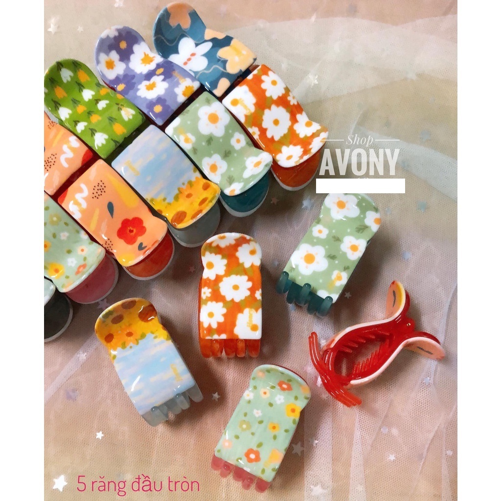 Kẹp tóc - Cặp tóc càng cua 3 - 5 răng in hoa Honey