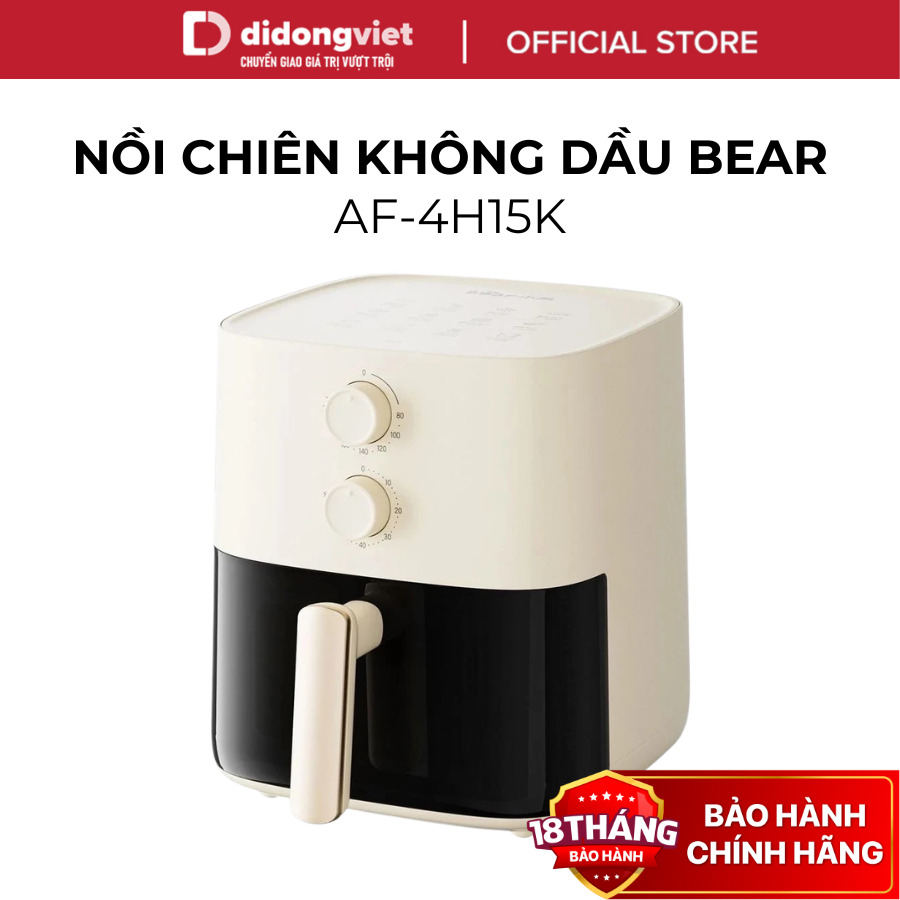 Nồi Chiên Không Dầu Bear 5L AF-4H15K (QZG-J15M1) - Công Suất 1500W, Hẹn Giờ - Hàng Chính Hãng