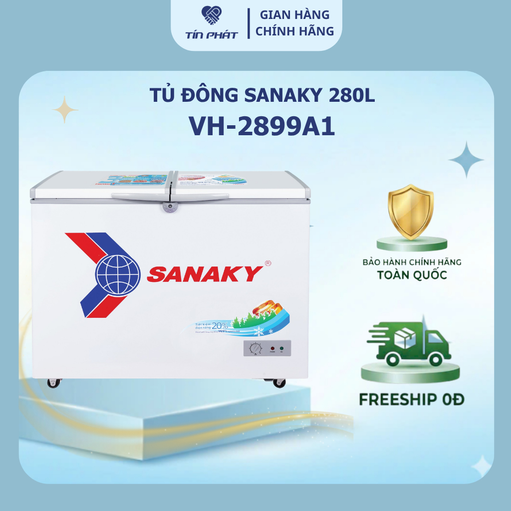 [ Miễn phí giao lắp HN ] Tủ Đông Sanaky dàn đồng 280 lít VH 2899A1 - Hàng chính hãng