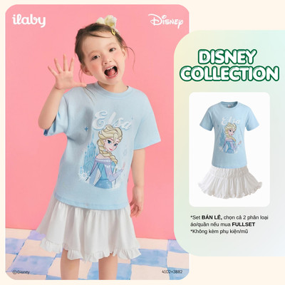[ILABY 10-40kg] Mix set bộ bé gái, áo thun nữ hoàng Elsa và chân váy xòe dễ thương [4102+3882]
