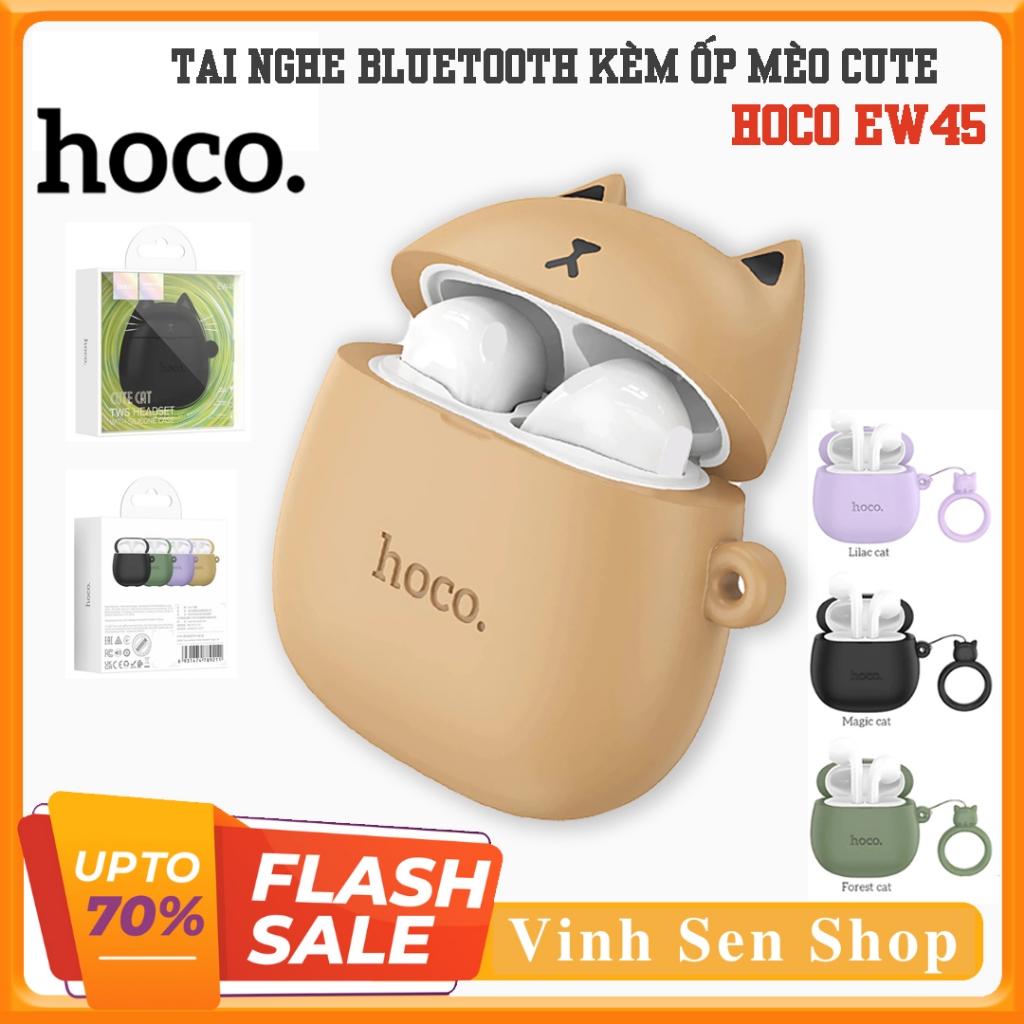 Tai nghe bluetooth Hoco EW45 [TẶNG KÈM ỐP MÈO CUTE], Bluetooth 5.3 có mic đàm thoại, Nghe nhạc sử dụ