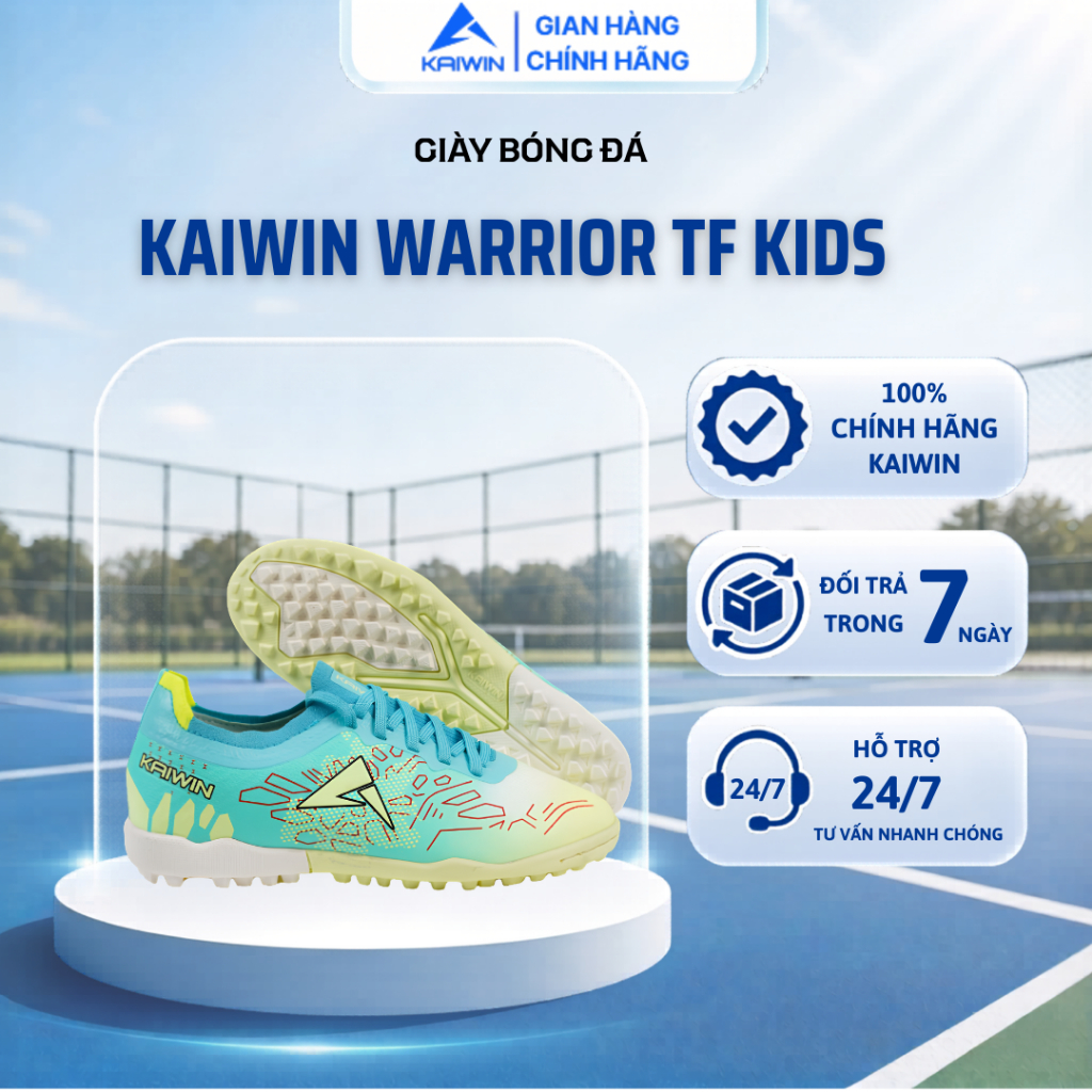 Giày Đá Bóng Sân Cỏ Nhân Tạo Kaiwin Warrior TF Kids Da Microfiber Ôm Chân Thoáng Khí, Chống Trơn