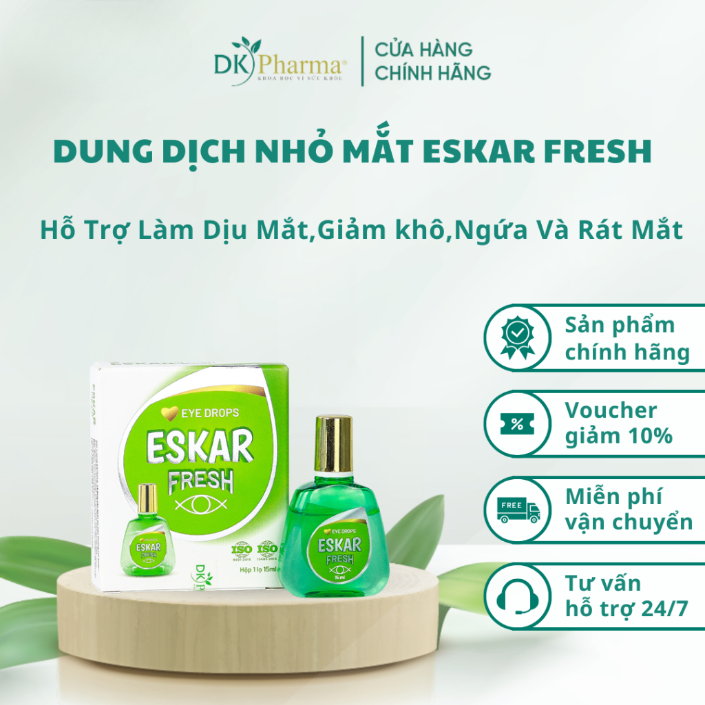 Dung Dịch Nhỏ Mắt Eskar Fresh Hỗ Trợ Làm Dịu Mắt,Giảm khô,Ngứa Và Rát Mắt-DK Pharma