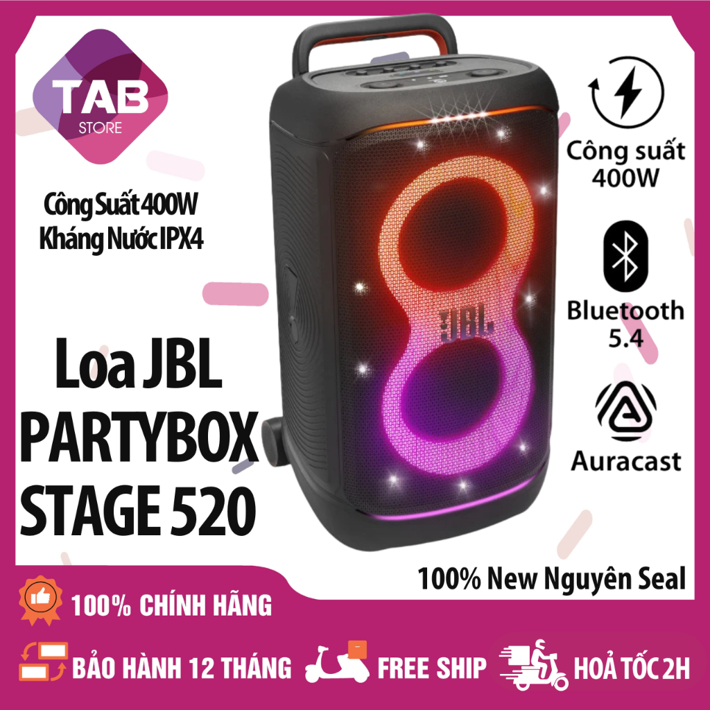 Loa JBL Partybox 520 100 400W Chính Hãng PGI - Bảo Hành 12 Tháng